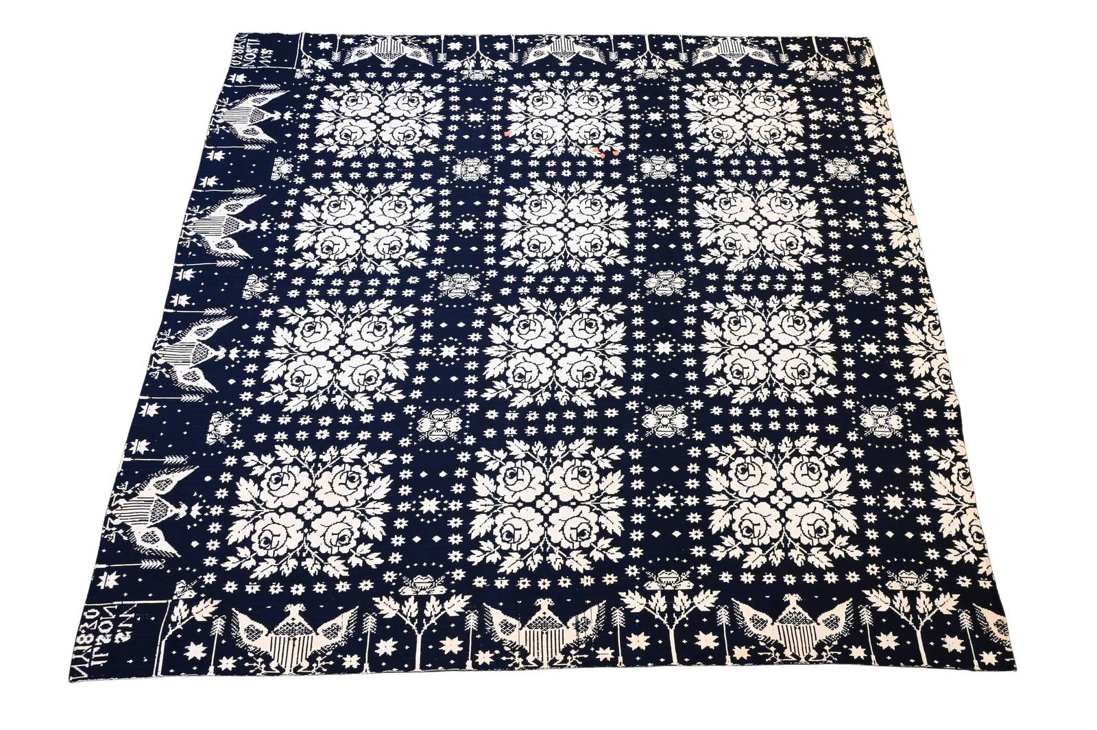 Blue And White Woven Coverlet Auction