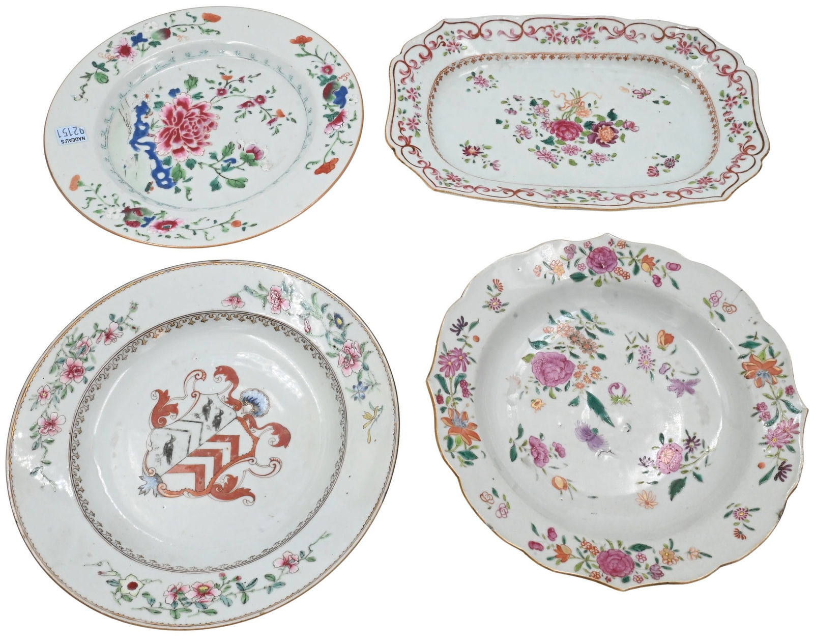 Four Piece Chinese Porcelain Famille Rose and Armorial Group (1 of 8)