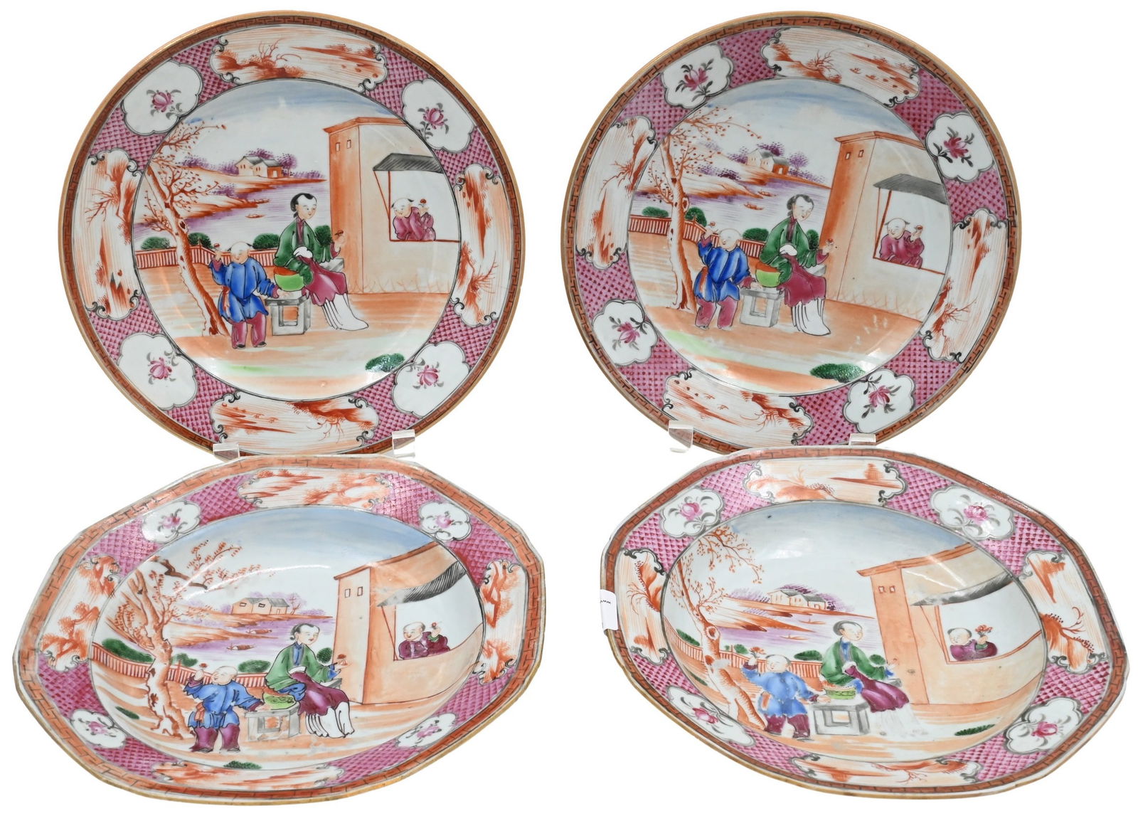 Four 18th Century Chinese Export Mandarin Plates (1 of 8)