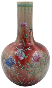 Chinese Porcelain Speckled Oxblood Bottle Neck Vase