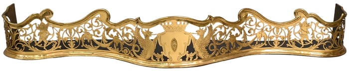 Brass Serpentine Fire Fender and Fire Tools