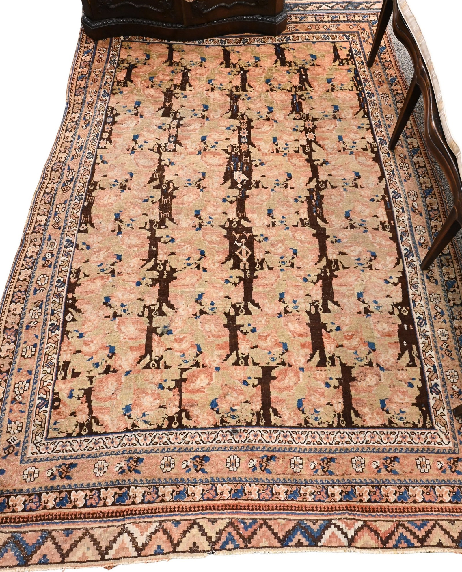 Northeast Persian Oriental Area Rug: Northeast Persian Oriental Area Rug with people and animals 5' 8" x 8' 7"