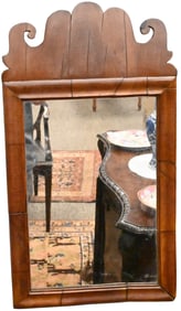 Queen Anne Mahogany Mirror having Carved Top