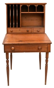 Federal Clerks Desk in Two Parts on Turned Legs