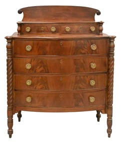 Federal Mahogany Two over Four Drawer Bowed