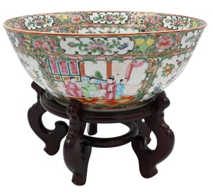 Chinese Export Rose Medallion Punch Bowl