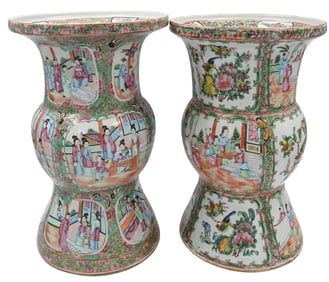 Two Rose Medallion Gu Vases