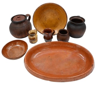 Eight Piece Redware Lot