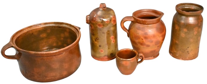 Five Piece Redware Lot