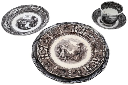 Approximately 76 Piece Group of Mulberry Transferware