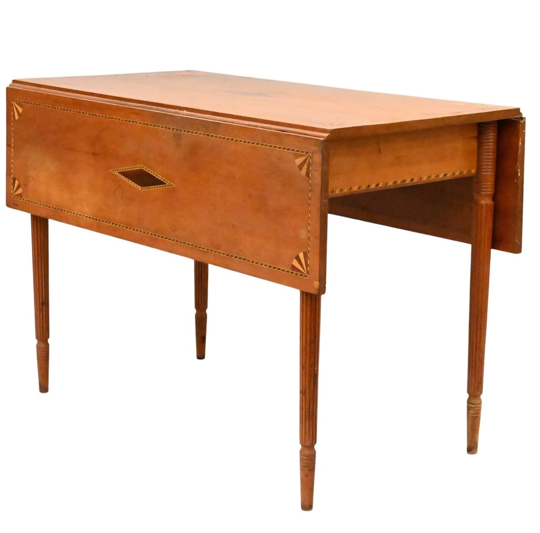 Federal Cherry Drop Leaf Table with Line and Fan Inlays (1 of 5)