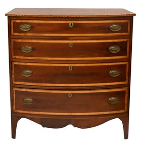 Federal Cherry and Mahogany Bowed Front Chest