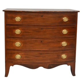 Federal Mahogany Bowed Front Four Drawer Chest
