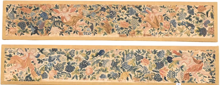 Pair of 18th Century French Tent Stitch Needlework Valances