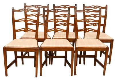Set of Six Federal Tiger Maple Side Chairs