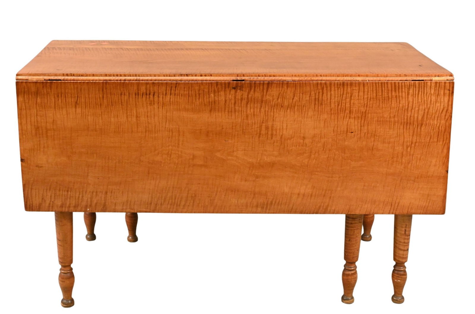 Federal Tiger Maple Drop Leaf Table Table: Federal Tiger Maple Drop Leaf Table circa 1830 height 28 1/2 inches, top 21" x 48"