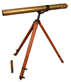 Bardou and Sons Paris Brass Telescope on Wood Tripod Base