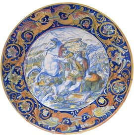 Alfredo Santarelli (Italian 1874-1957) Polychrome Lustreware Majolica Charger