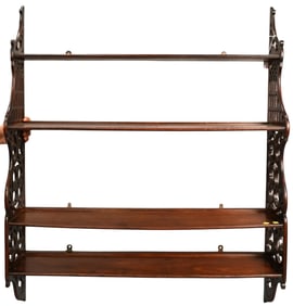 Mahogany Hanging Shelf with Open Work Sides