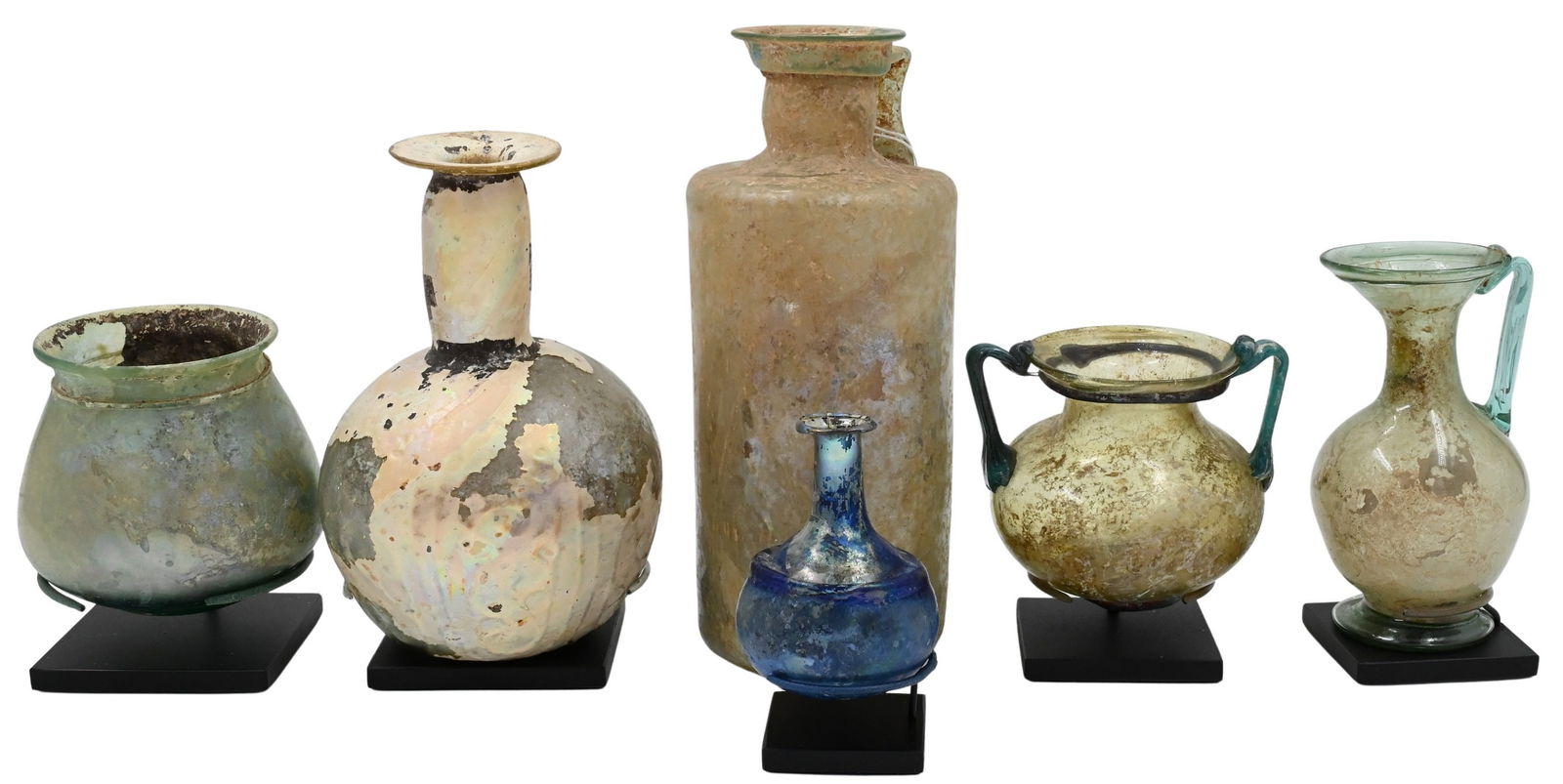 Group of Six Roman Glass Bottles (1 of 7)
