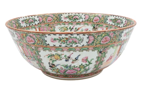 Chinese Export Rose Medallion Punch Bowl