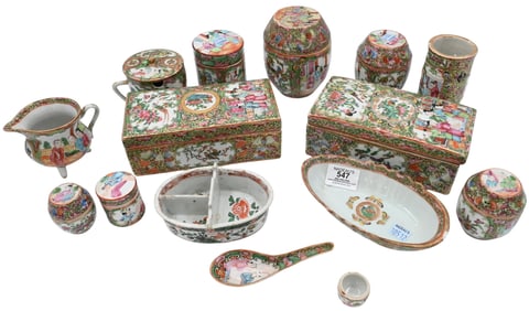 15 Piece Chinese Famille Rose Porcelain