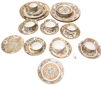 23 Piece Chinese Export Famille Rose Tea Group