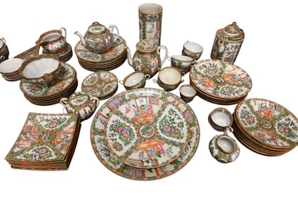 73 Piece Lot of Chinese Export Rose Medallion