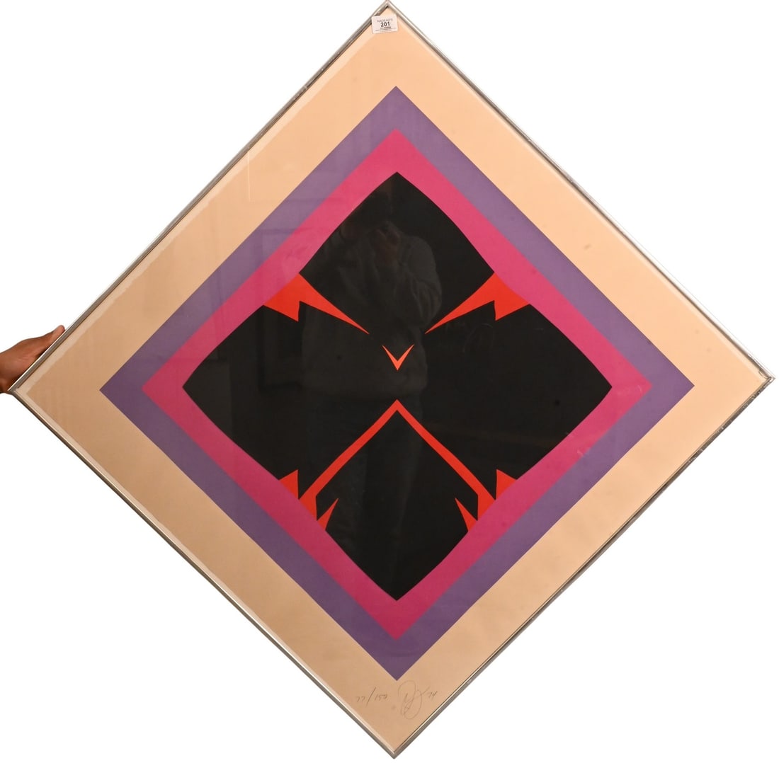 Jack Youngerman (American 1926-2020): Jack Youngerman (American 1926-2020) "Images", 1974 Serigraph, edition 77/150 Signed bottom center, embossed Atelier Laage stamp 44" x 44"