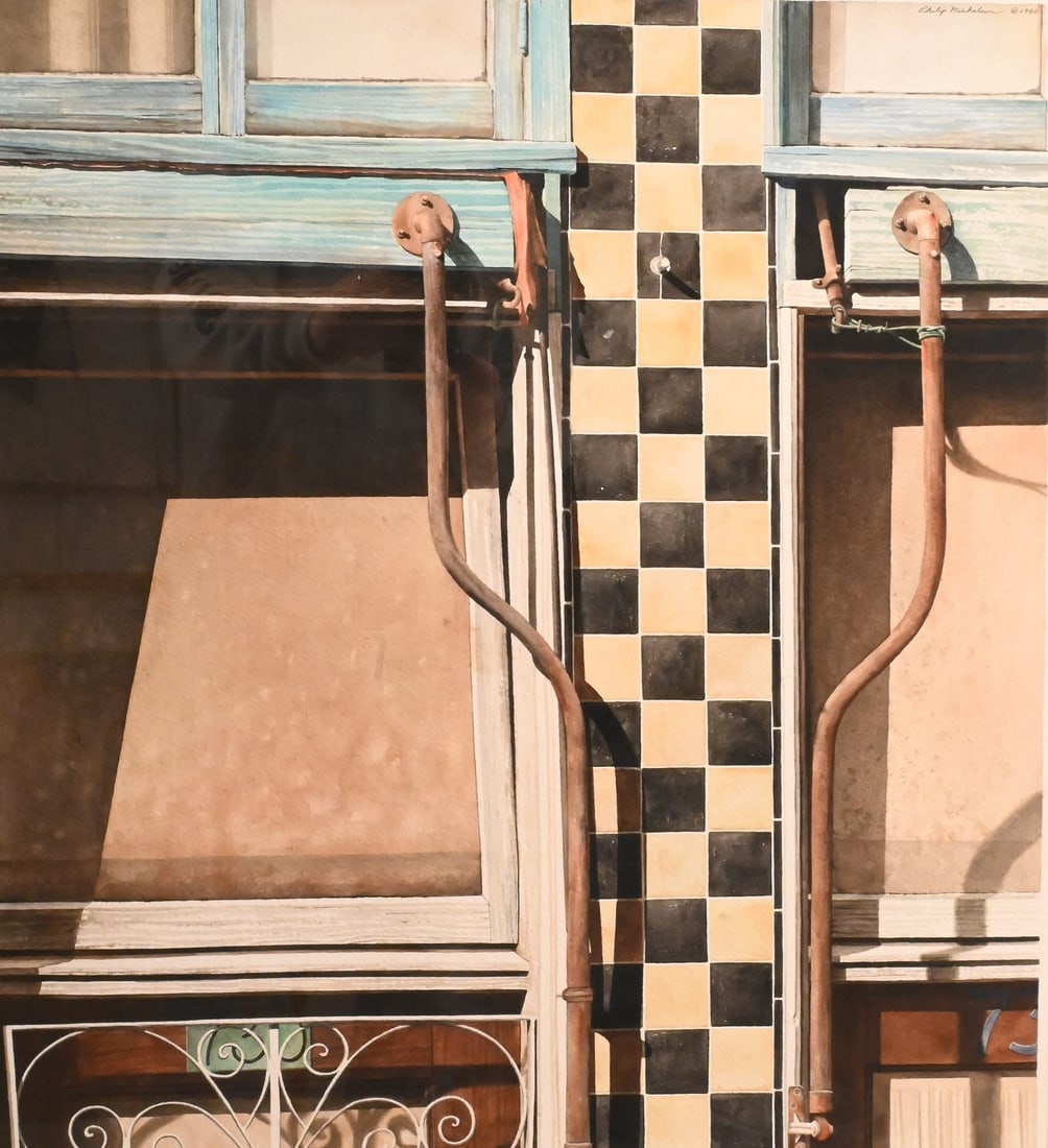 Philip Michelson (American B.1948): Philip Michelson (American B.1948) "Checkers", 1980 Watercolor on paper Signed and dated upper right Philip Michelson 1980 24" x 22"