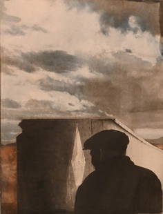 Joseph Cornell (American 1903-1972): Joseph Cornell (American 1903-1972) Untitled (Landscape with Figure), circa 1972 Photogravure in color on wove paper, edition 55/125 Pencil signed lower right Joseph Cornell along with embossed artist