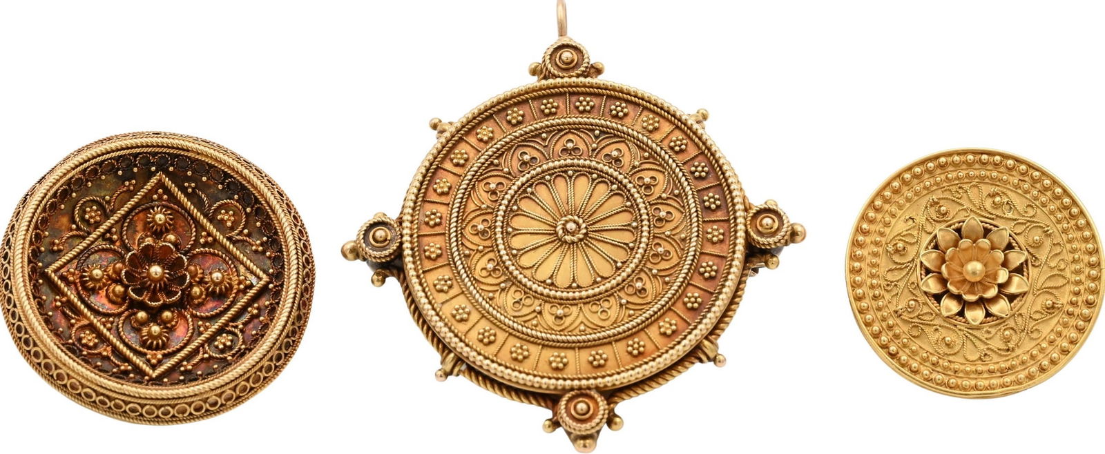 Three 14 Karat Yellow Gold Victorian Brooches (1 of 4)