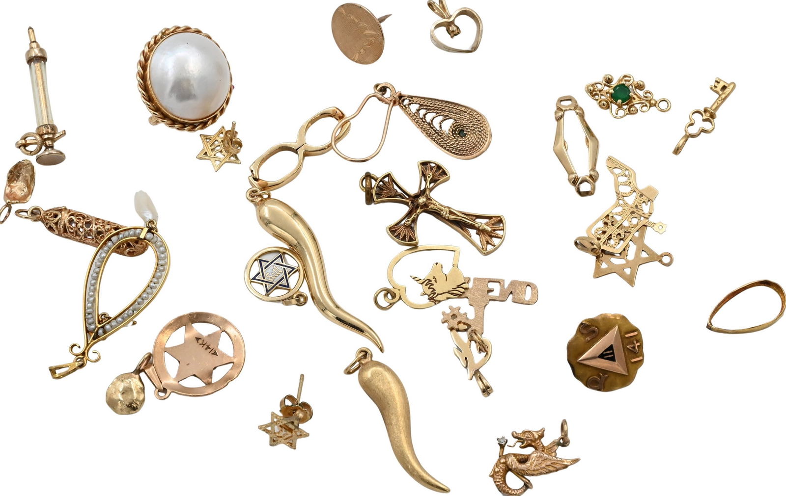 Group of 14K Gold Pendants, Charms and Earrings (1 of 4)