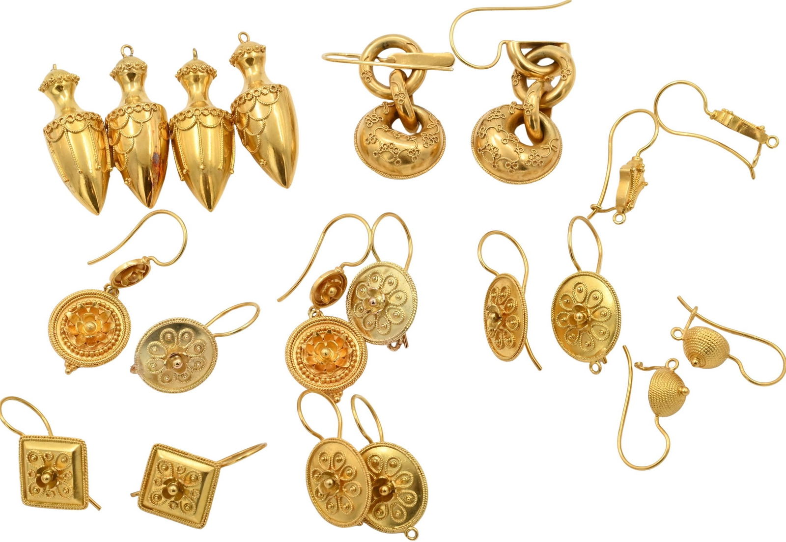 Eight Pairs of 15K Yellow Gold Earrings (1 of 4)