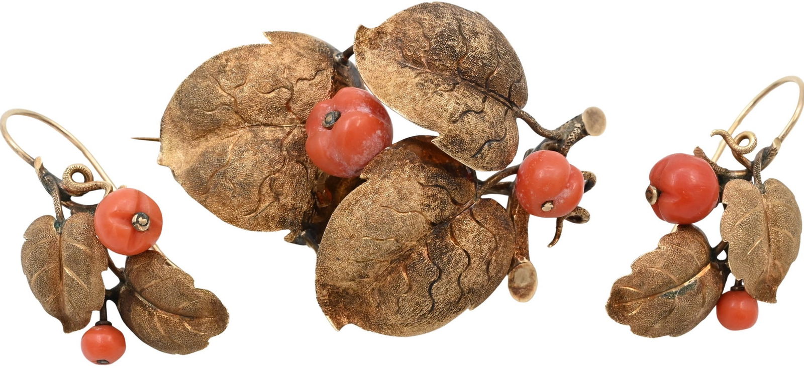 Three Piece 14K Yellow Gold and Coral Set (1 of 5)