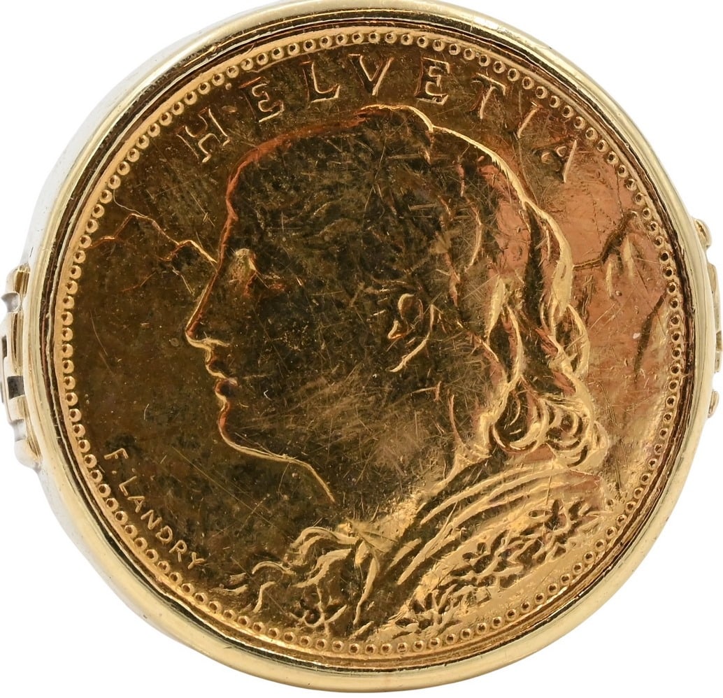 1922 Gold 10 Franc Coin Mounted Ring (1 of 3)