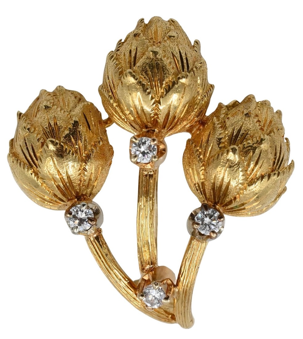 18K Yellow Gold Diamond Pin (1 of 3)