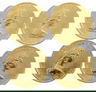Four 1980 Canadian Maple Leaf 1 Ounce Gold Coins
