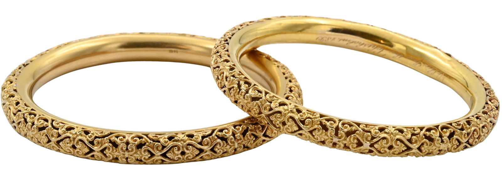 Matched Pair of 18K and 14K Yellow Gold Bangle Bracelets (1 of 4)