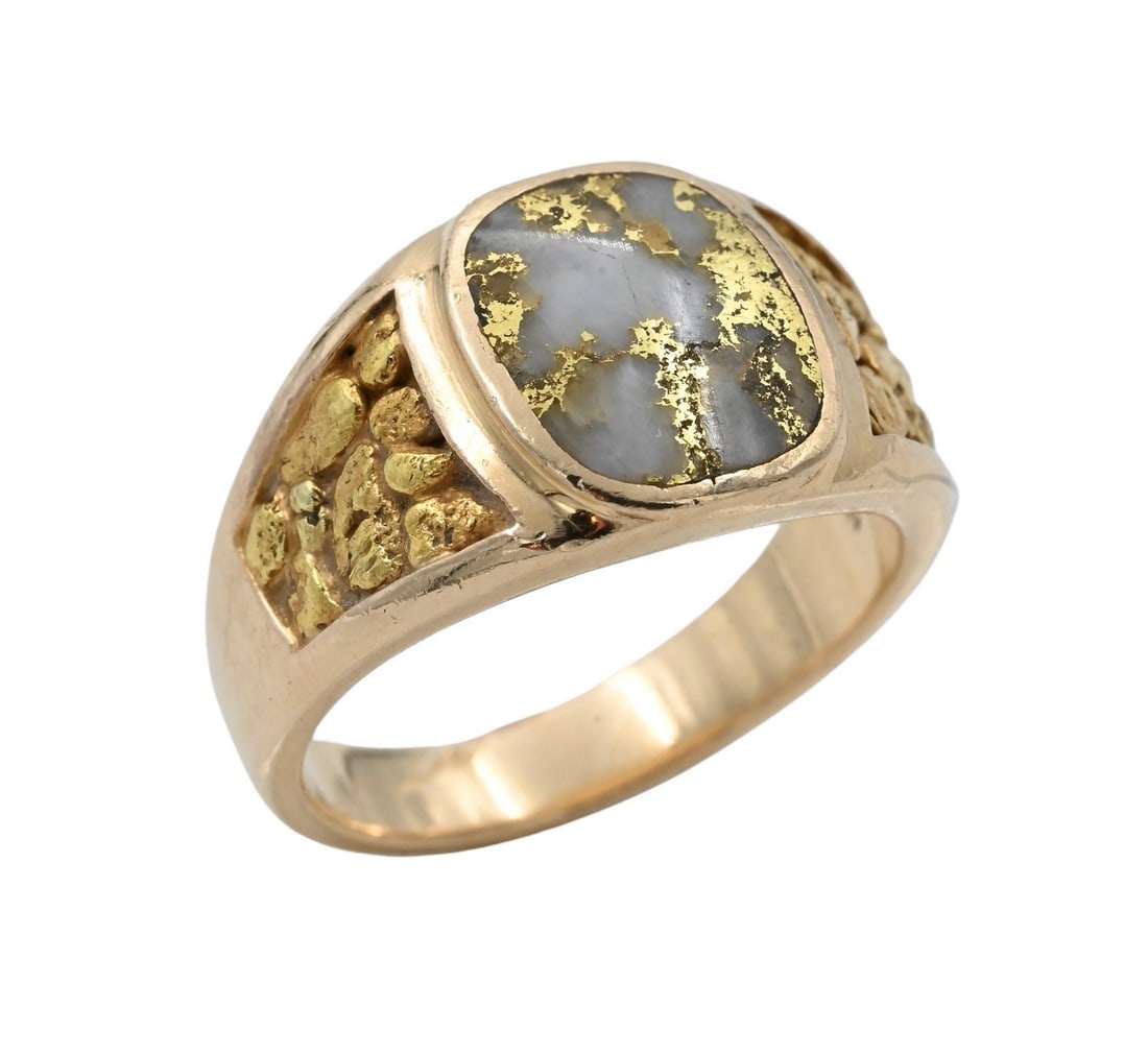 14K Yellow Gold Ring Set with White Stone (1 of 4)