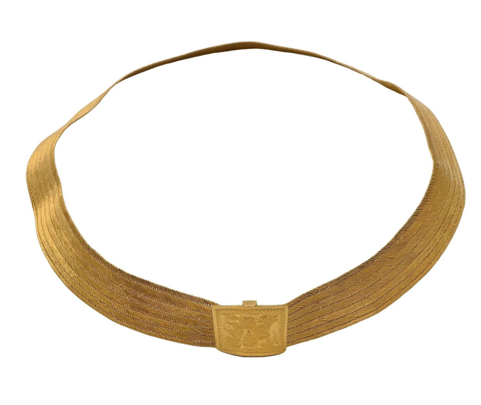 22K Yellow Gold Flat Woven Necklace (1 of 4)