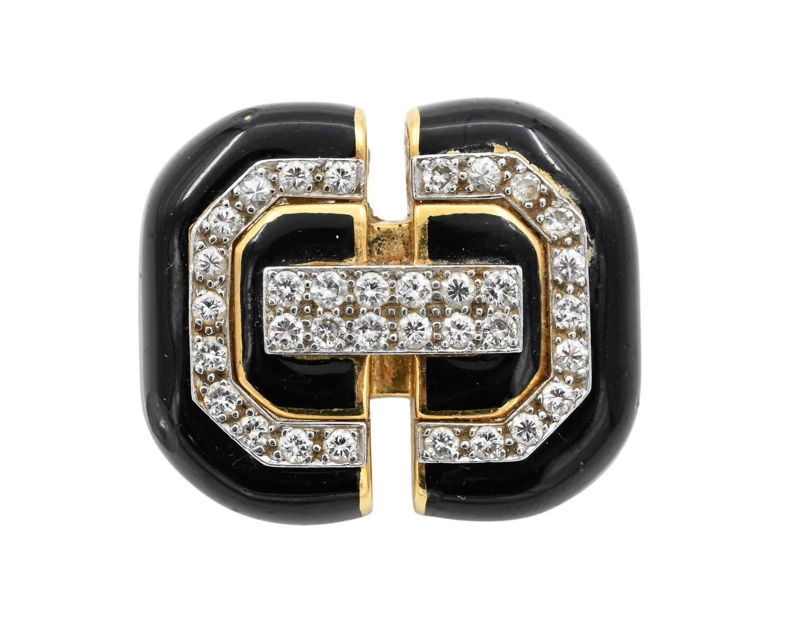 David Webb 18K Yellow Gold, Platinum Onyx Ring (1 of 4)