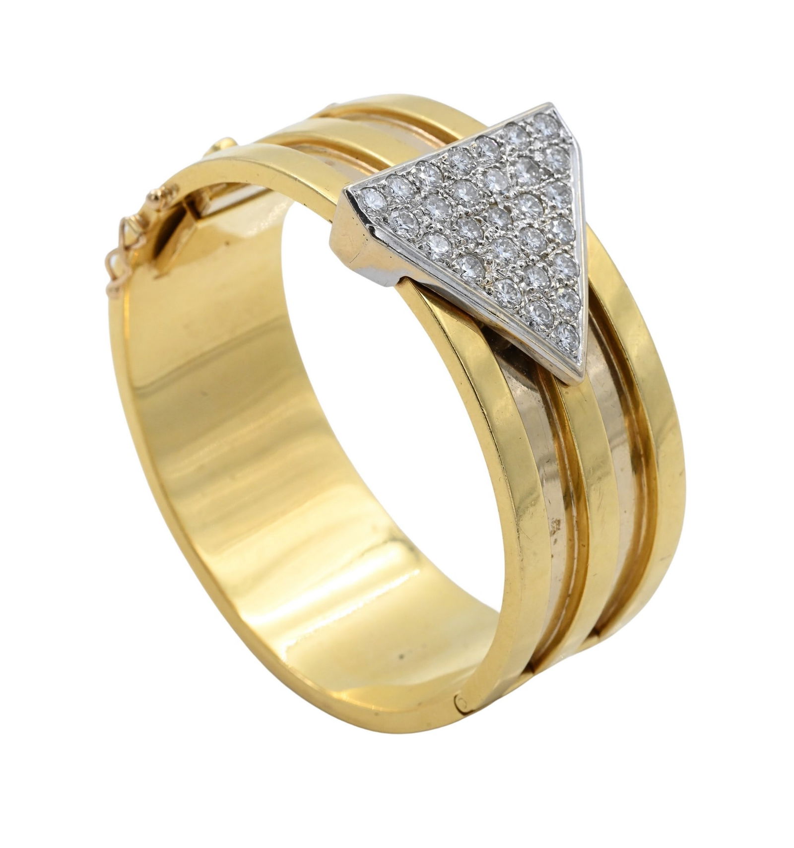 18K Yellow Gold Hollow Hinged Bangle Bracelet (1 of 7)