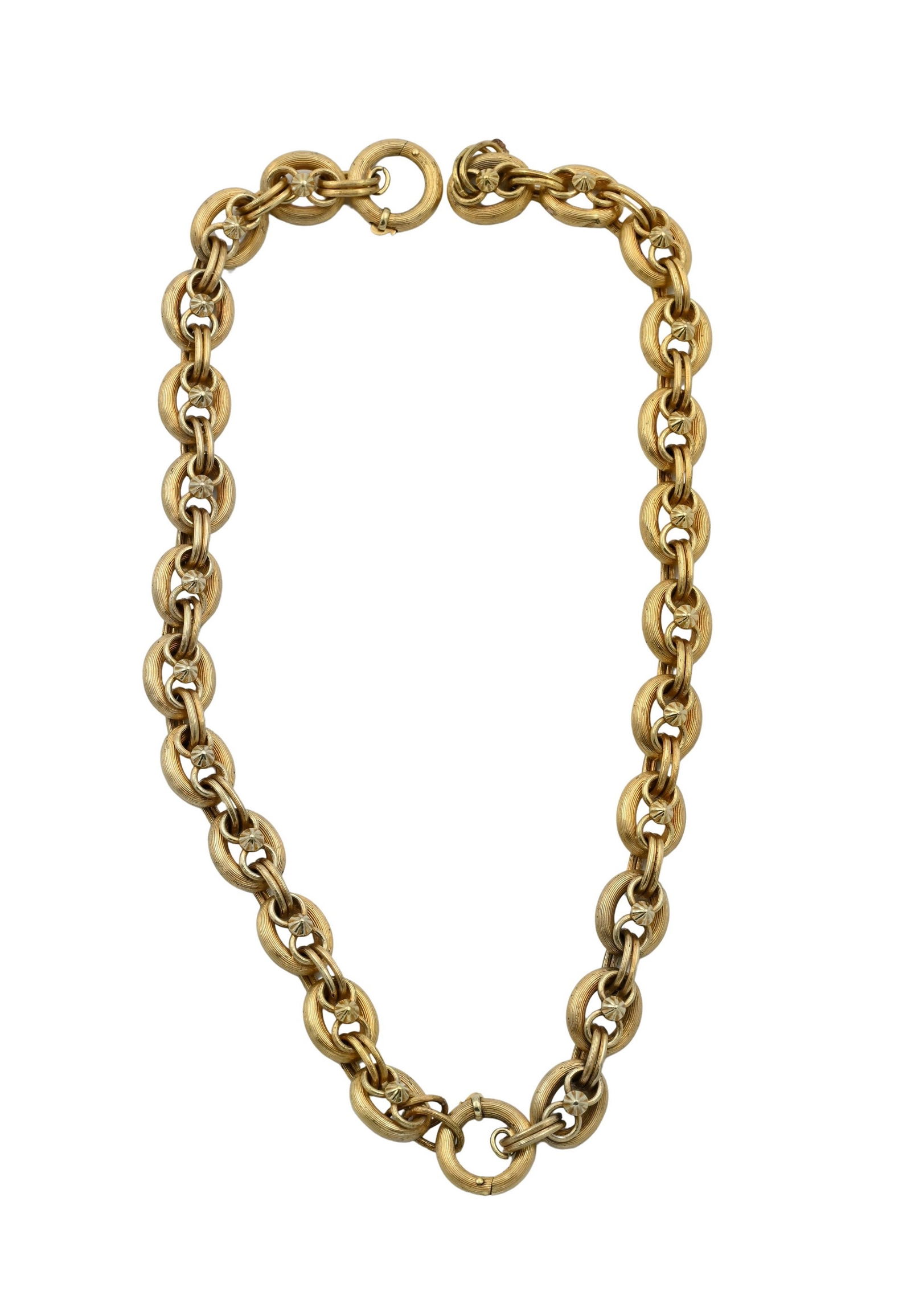 Pair of 14K Yellow Gold Link Bracelets: Pair of 14K Yellow Gold Link Convertible Bracelets can be clasped to make necklace, 15 inches together, 7 1/2 inches each, 39.1 grams