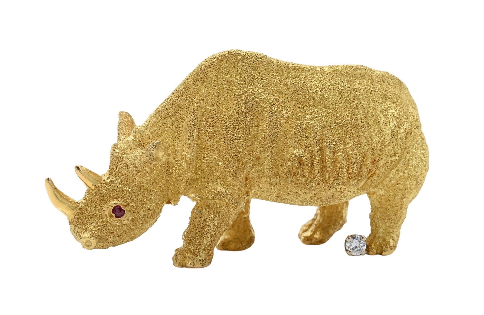 George Lederman 18K Yellow Gold Rhinoceros Brooch 
 (1 of 5)