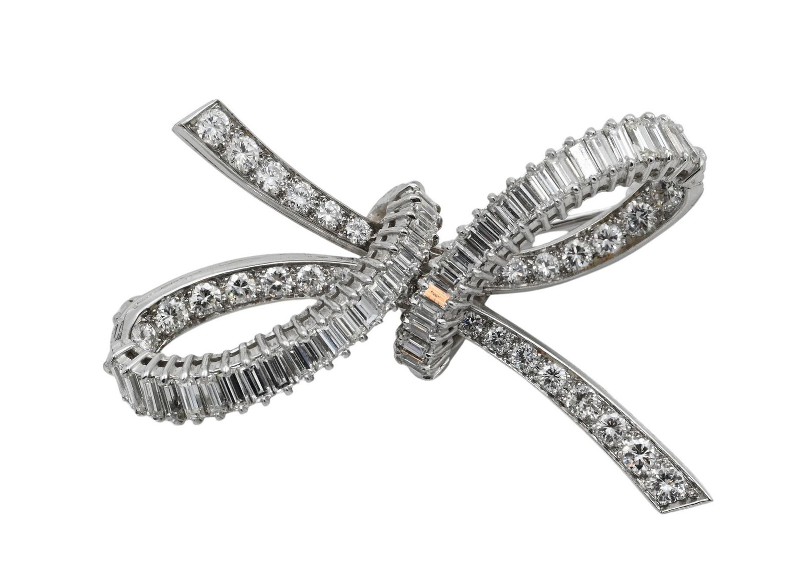 Platinum and Diamond Brooch in Form of a Bow (1 of 5)