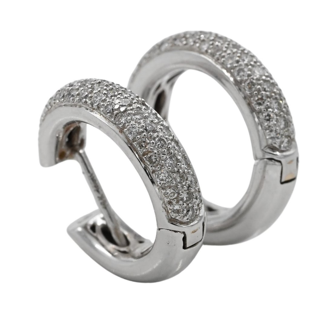 18K White Gold Pierced Earrings having Diamond Melee (1 of 3)