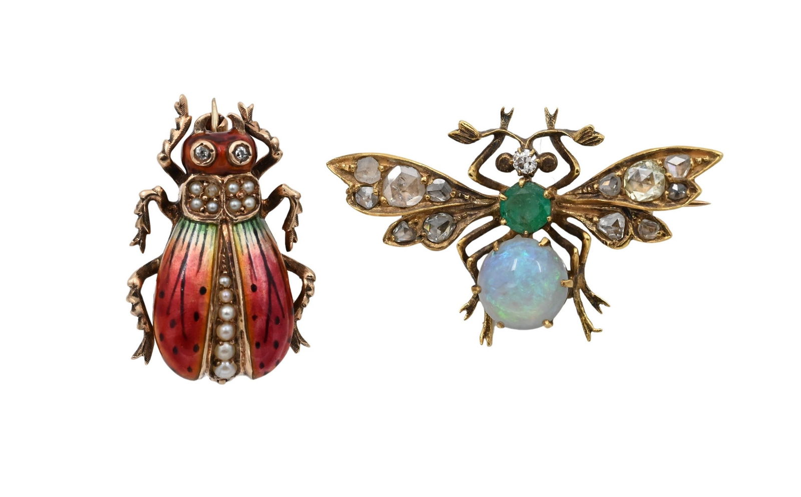 Two 18K Yellow Gold Bug Brooches (1 of 5)