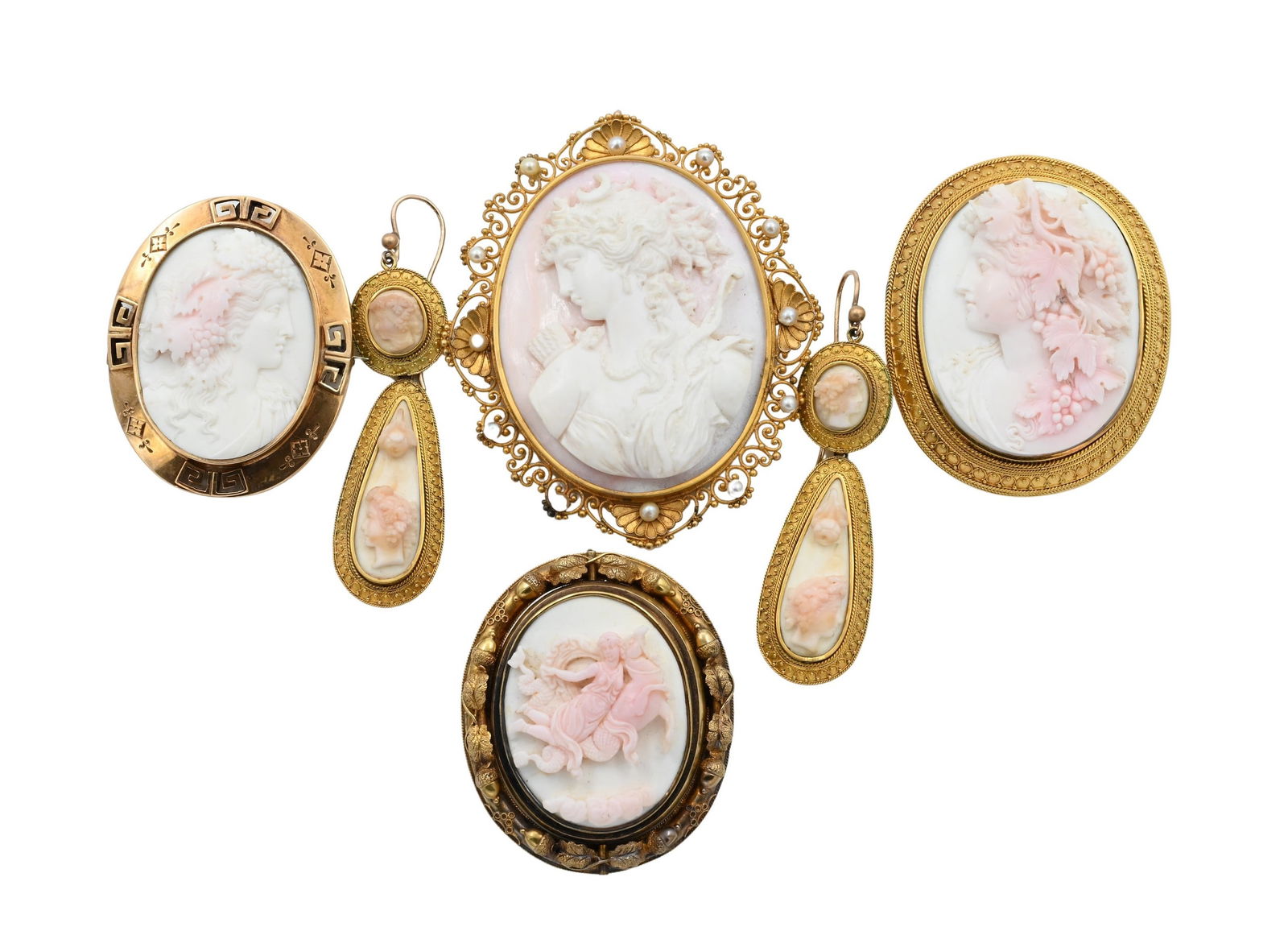 Six Piece Lot of Victorian Coral Cameos (1 of 5)