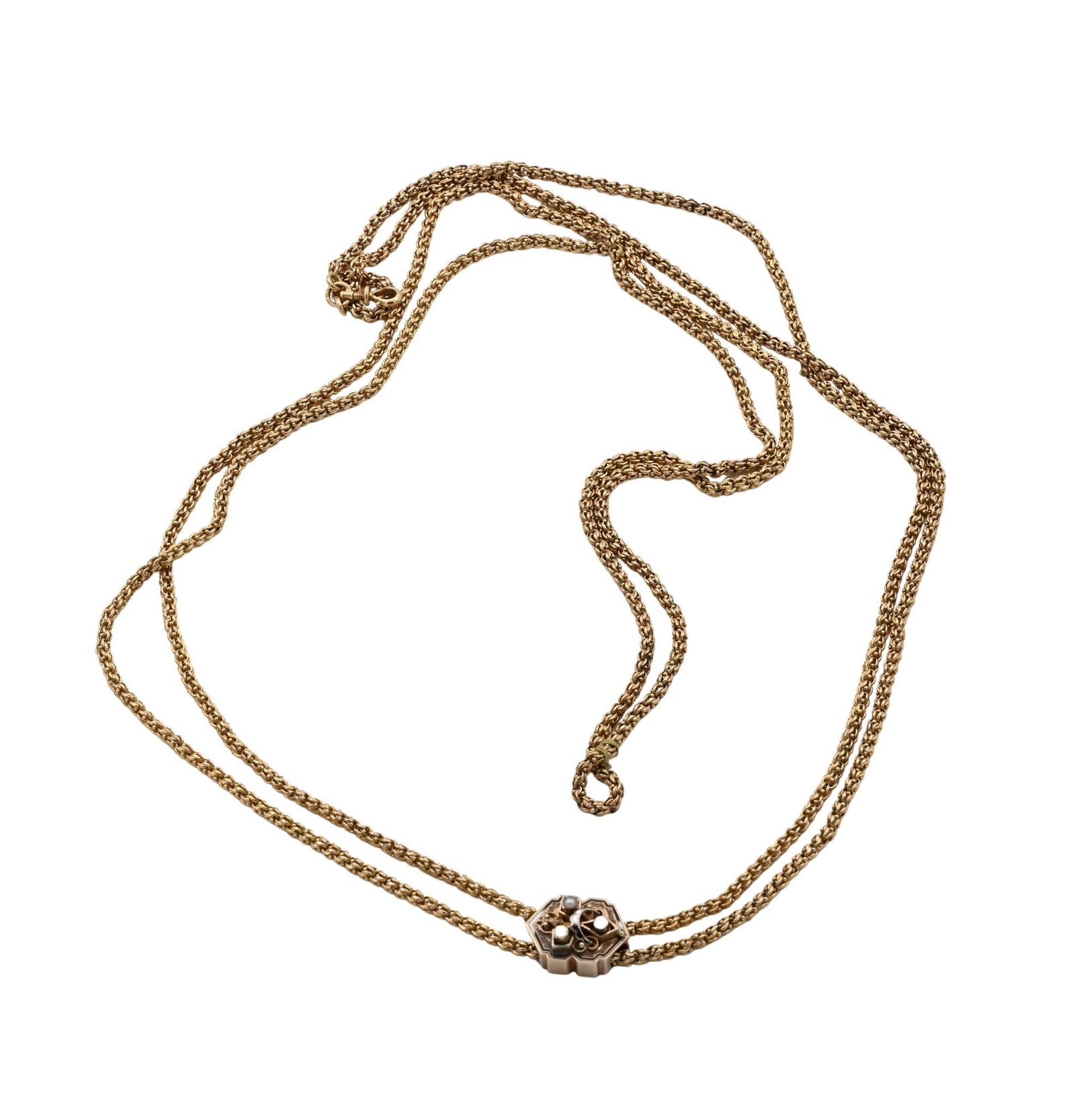 14K Yellow Gold Victorian Slide Watch Chain (1 of 5)